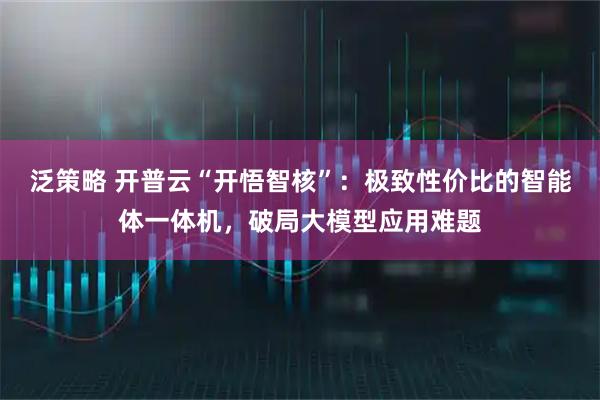 泛策略 开普云“开悟智核”：极致性价比的智能体一体机，破局大模型应用难题
