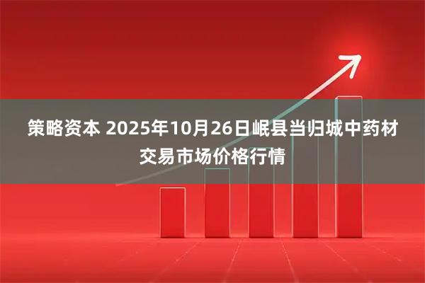 策略资本 2025年10月26日岷县当归城中药材交易市场价格行情