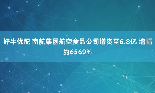 好牛优配 南航集团航空食品公司增资至6.8亿 增幅约6569%