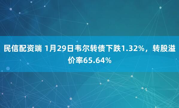 民信配资端 1月29日韦尔转债下跌1.32%，转股溢价率65.64%